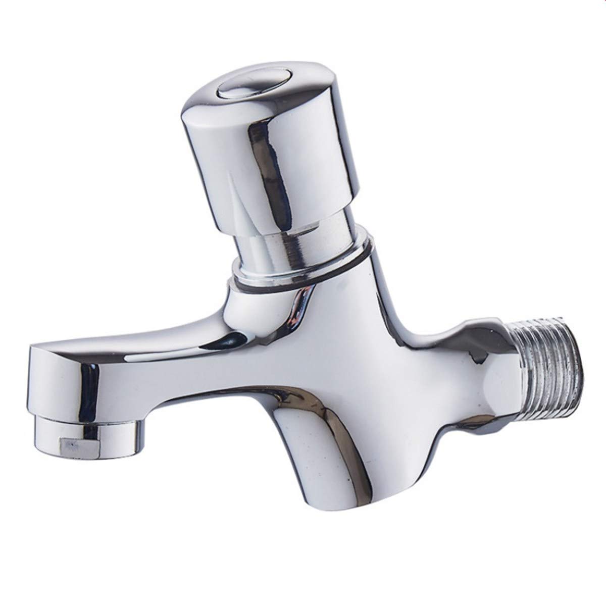 Wall-Mounted Automatic Close Water-Saving Brass Faucet for Bathroom & Toilet - Cold Water Tap for Efficient Home & Public Spaces