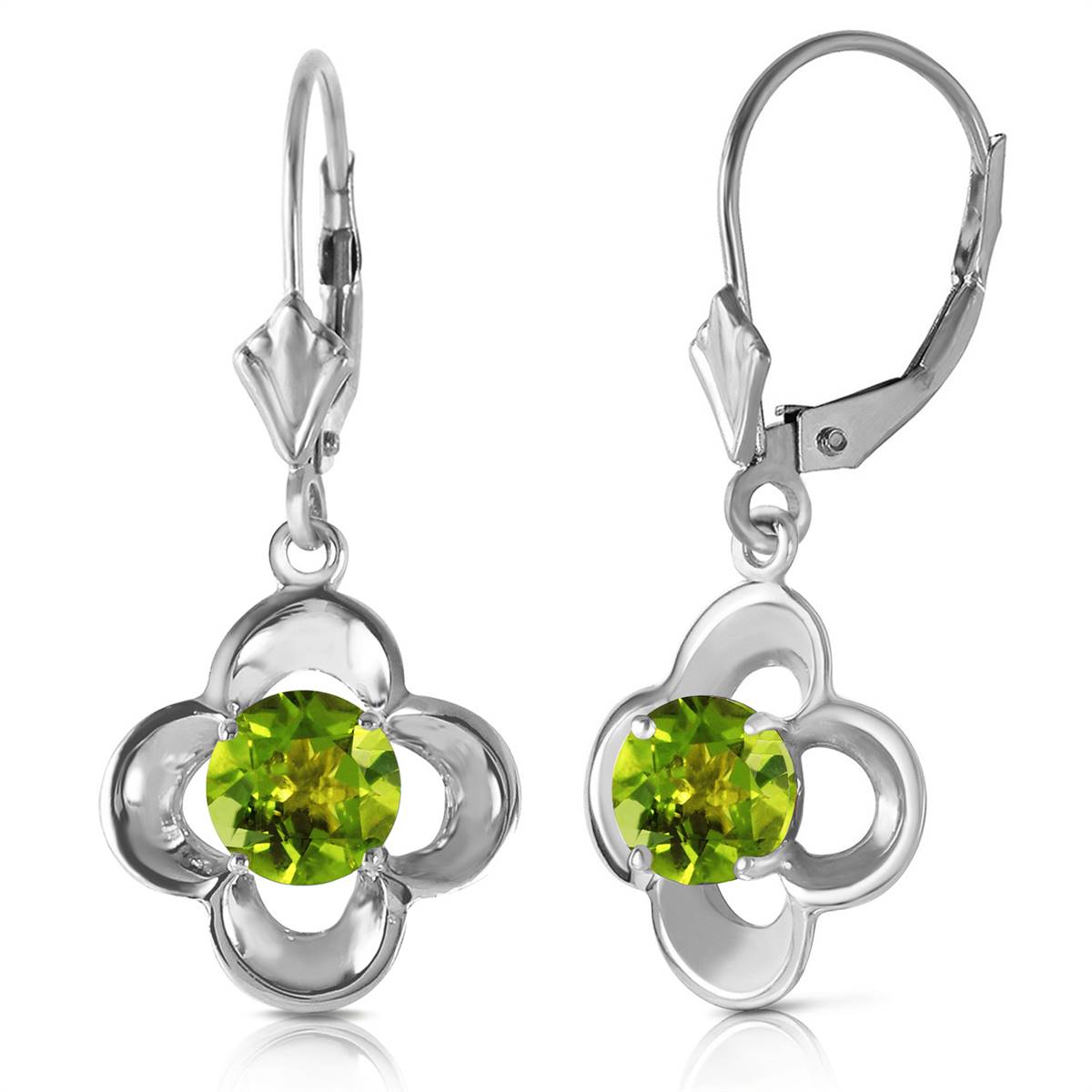 1.1 Carat 14K Solid White Gold Peridot Stud Earrings - Elegant Birthstone Jewelry for Women, Perfect Gift for Anniversary, Birthday & Special Occasions