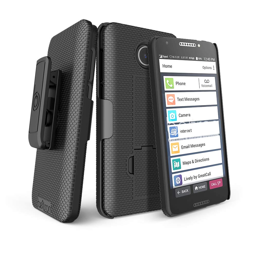 Jitterbug Smart2 Protective Case with Belt Clip & Kickstand - Slim Grip Holster Combo for Lively Jitterbug Smart Smartphone, Ideal for Seniors (Black, 5049SJBS2) - Perfect for Everyday Use and Travel