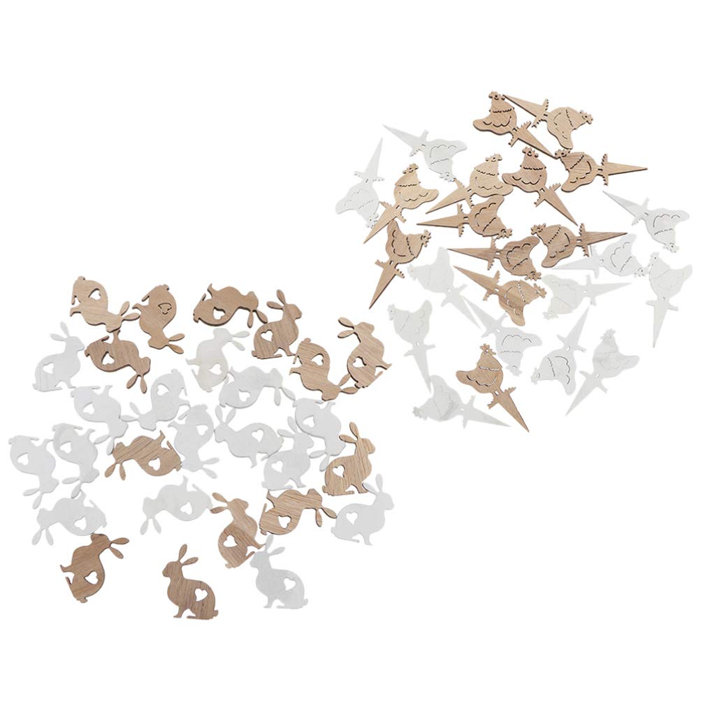 60pcs Unfinished Easter Wooden Embellishments - Bunny & Chicken Hanging Ornaments DIY Wood Slices for Easter Party Decorations - Perfect for Easter Egg Hunts, Spring Home Decor, and DIY Craft Projects