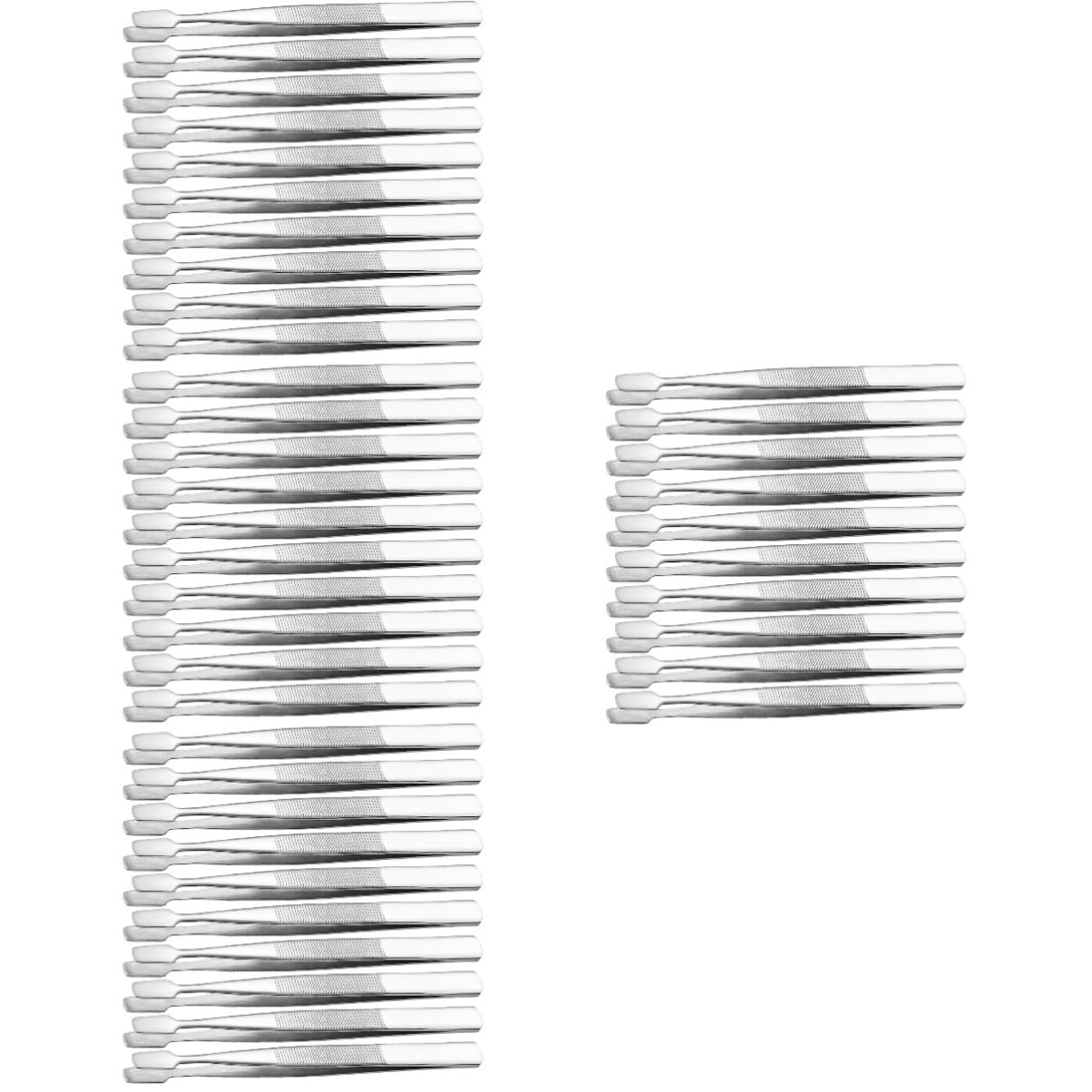 40 Pcs Stainless Steel Eyelash Extension Clusters & Eyebrow Tweezers Set - Silver 430 Flat Tweezers, Hair Plucker, Magnifying Mirror for Professional Salon & Home Makeup Use