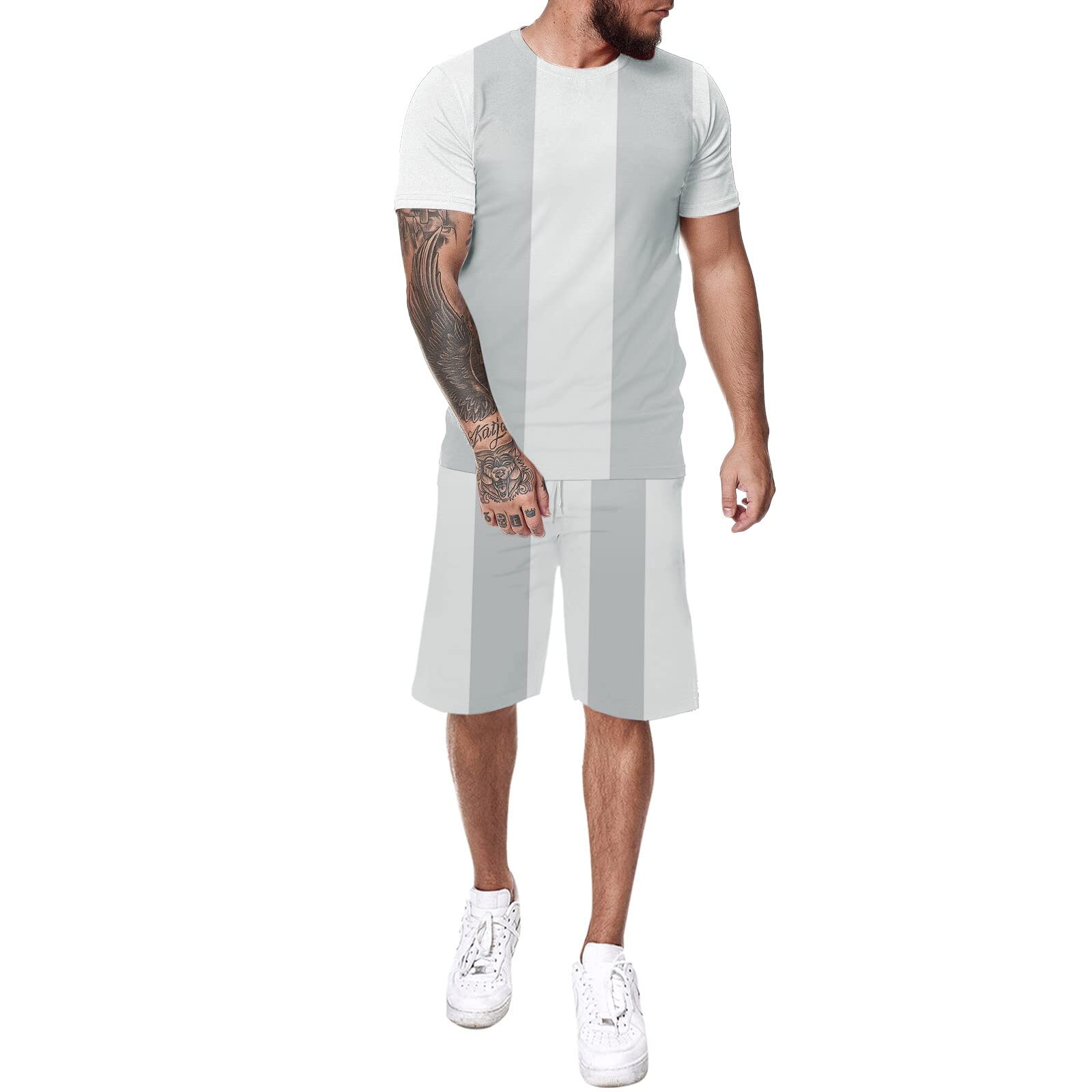 Men's Short Sleeve Tracksuit Set - Gym Running Workout Jogging Outfit with Crewneck T-Shirt & Athletic Shorts | Perfect for Fitness Training, Sports & Casual Wear
