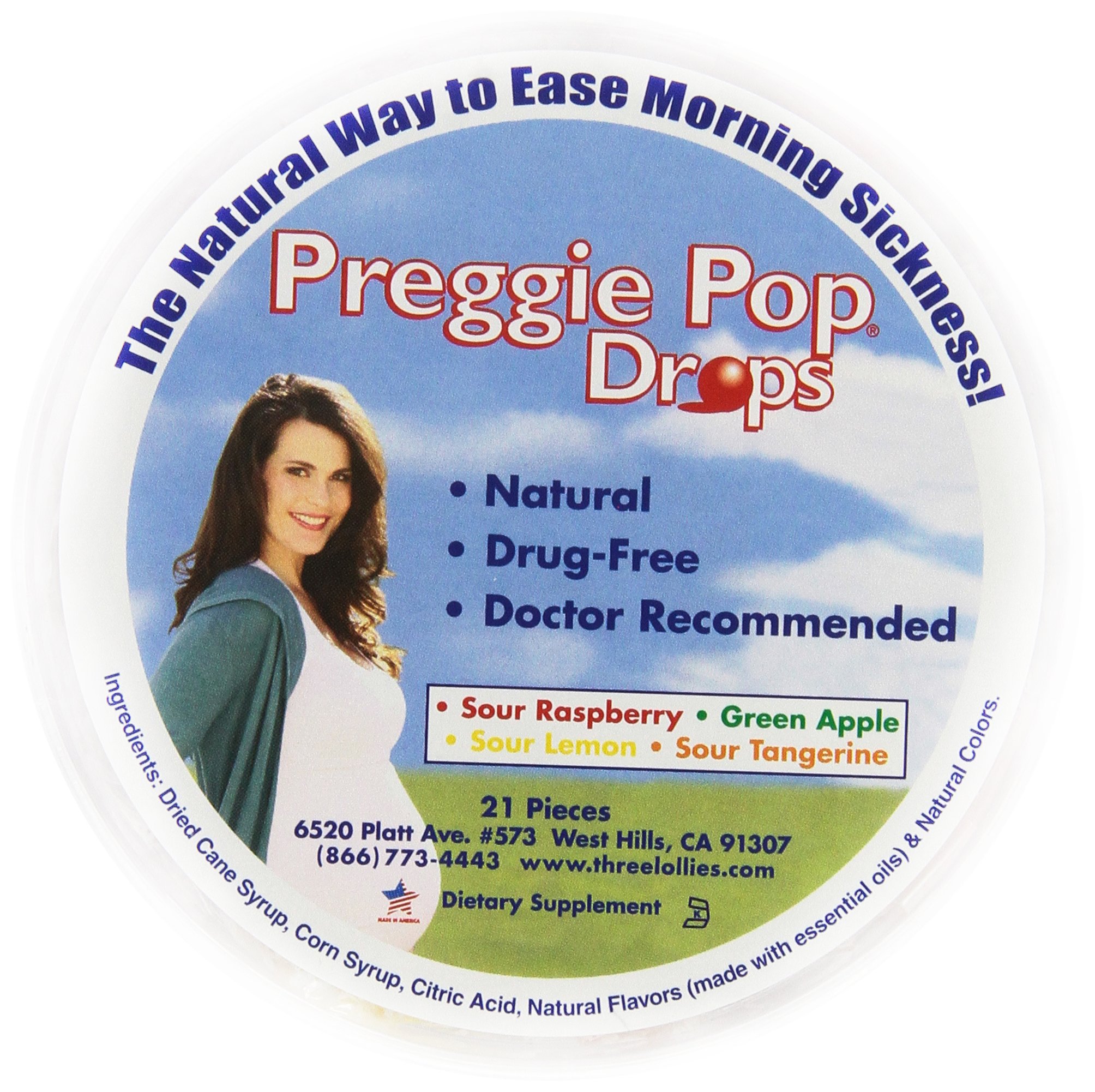 Preggie Pop Drops - 21 Assorted Sour Fruit Lozenges for Morning Sickness Relief (3-Pack) | Pregnancy Nausea Candy for Expecting Moms | Perfect for First Trimester & Travel