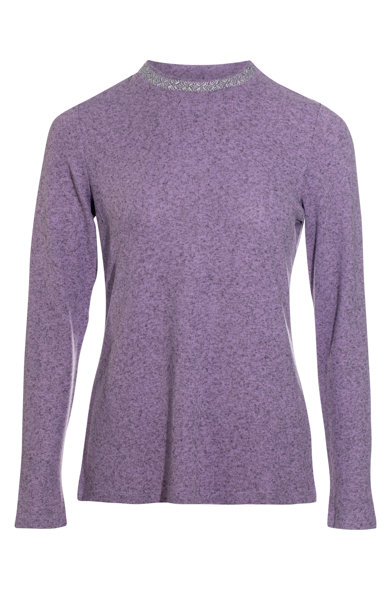 LILAC MARLE Diamante Trim Plain Warm Touch Top for Women | Soft & Comfortable Knit Blouse | Perfect for Casual Wear, Office & Date Nights