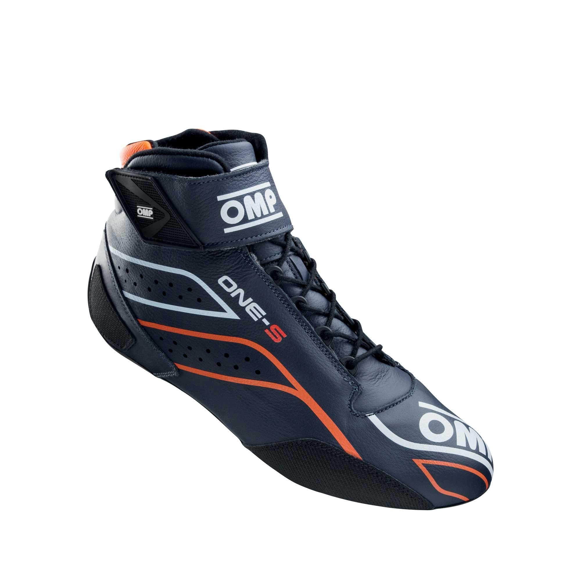 OMP ONE-S 2020 Model FIA8856-2018 Approved Racing Shoes - Men's Size 40 (US 7.5) - Navy Blue & Fluorescent Orange - Lightweight Breathable Driving Shoes for Karting, Track Days & Motorsports (IC/82224940)