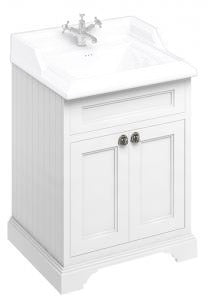 Burlington Bathroom Vanity with Double Doors 65 cm, Matte White (Base Only) - Perfect for Small Bathrooms & Modern Home Decor