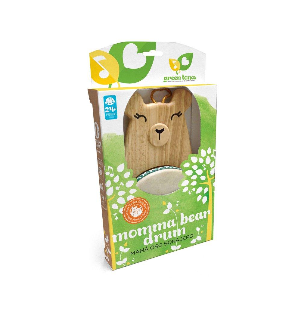 Green Tones Momma Bear Drum with Mallet - Premium Wooden Hand Drum for Kids & Adults - Perfect for Music Therapy, Classroom Activities & Family Bonding