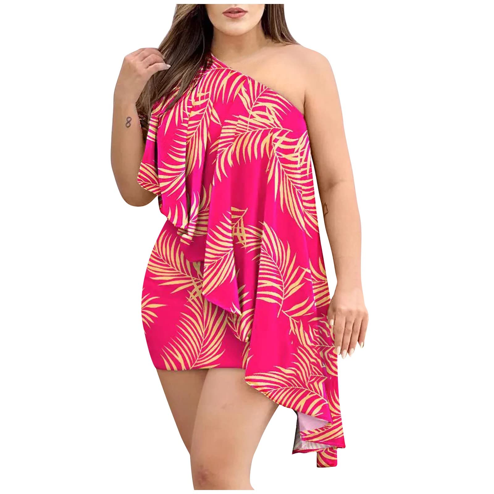 Sexy One Shoulder Ruched Cocktail Dress for Women - Asymmetrical Sleeveless Mini Party Dress for Night Out, Club, Date Night & Special Occasions