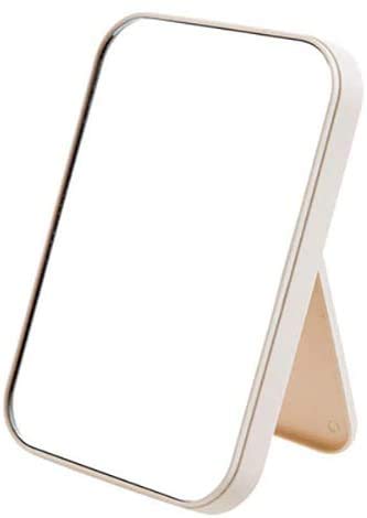 Coobbar Foldable Desktop Makeup Mirror with Stand - Portable Square Vanity Mirror for Women, Travel & Home Use (Beige) | Perfect for Dressing Table, Bathroom & Travel Cosmetics Organizer