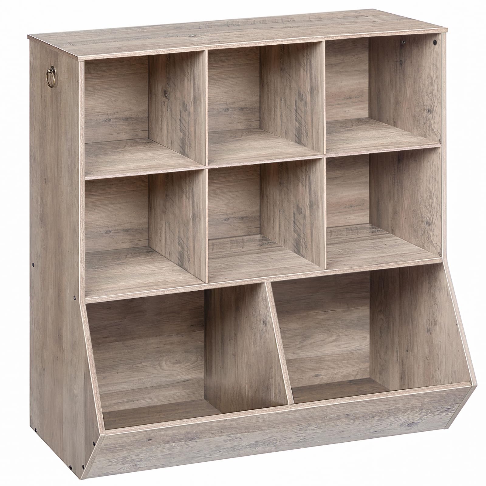HOOBRO Kids Bookshelf and Toy Storage Organizer with 8 Cubicles, Greige BG35CW01G1 - Perfect for Playroom, Bedroom, Nursery & School Organization
