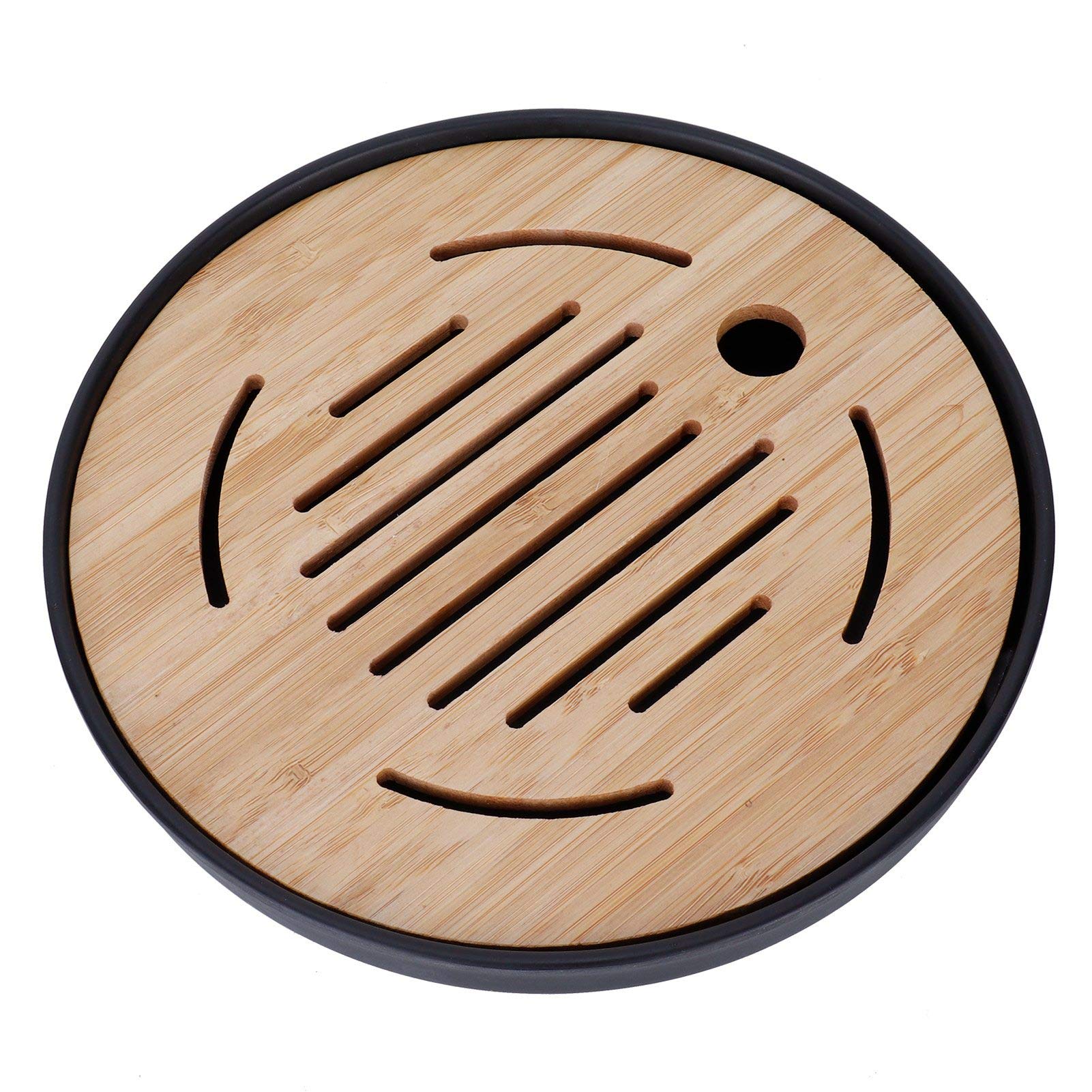 Premium Round Tea Tray - 8 Inch Portable Teaware for Tea Ceremony & Art | Perfect for Home, Office & Zen Meditation Spaces