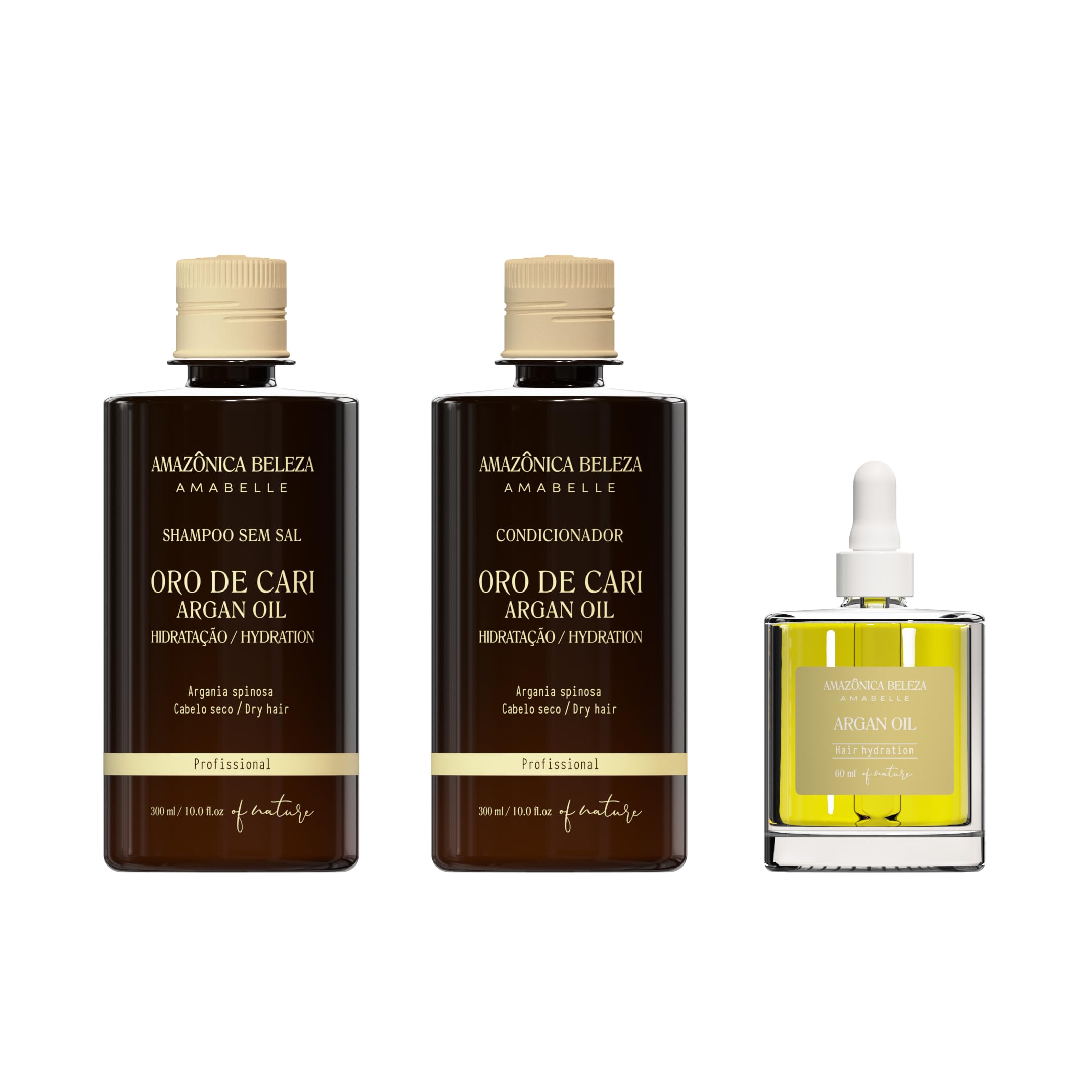 Oro de Cari Shampoo and Conditioner Set with 100% Pure Argan Oil - Hair Repair, Strengthening & Hydration Treatment (10oz Shampoo & Conditioner + 2oz Argan Oil) for Damaged, Dry & Frizzy Hair - Salon Quality Hair Care at Home
