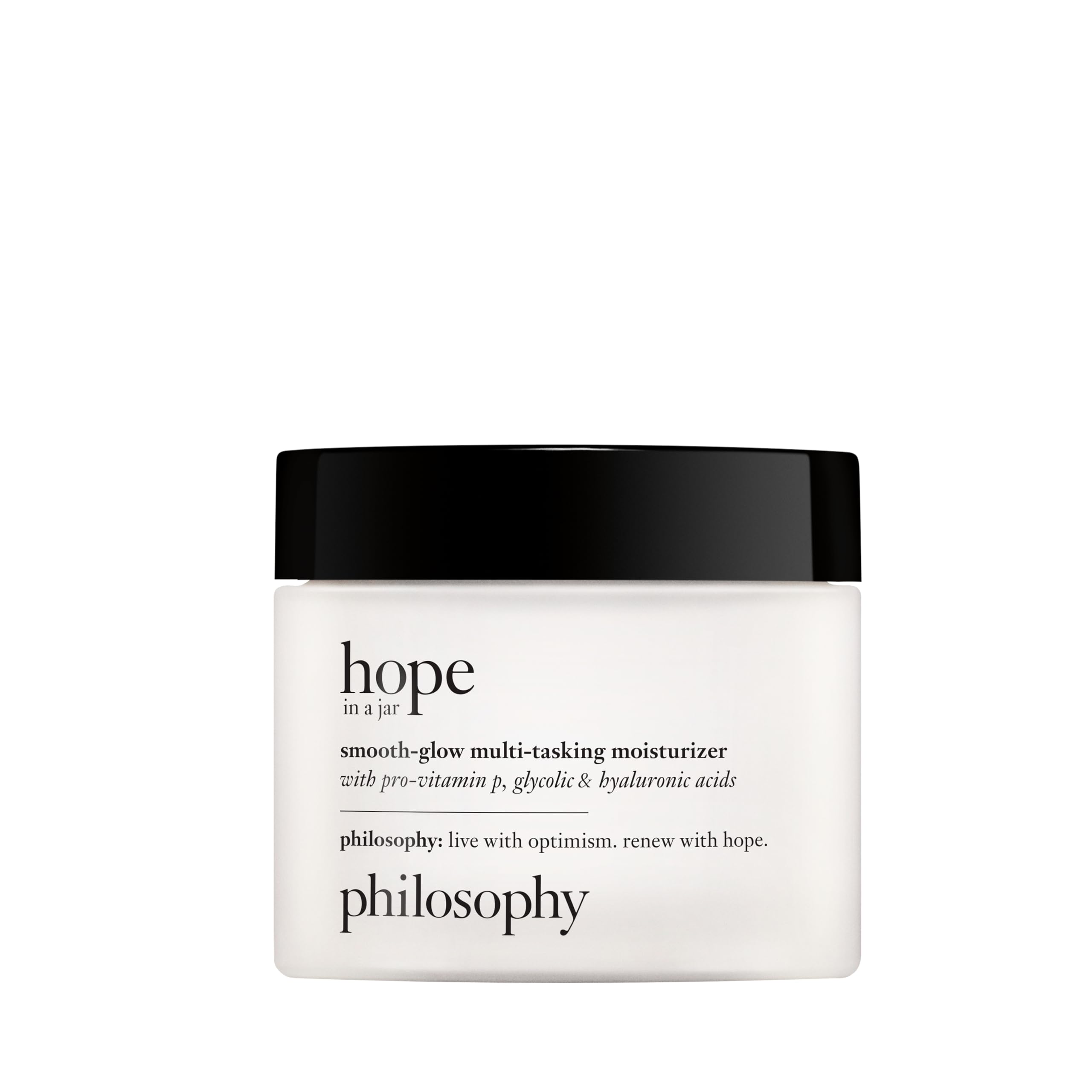 Philosophy Hope in a Jar Smooth-Glow Multi-Tasking Face Moisturizer with Pro-Vitamin P, Glycolic & Hyaluronic Acid - Deep Hydration for Smoother, Radiant Skin - Perfect for Daily Skincare & Nighttime Routine