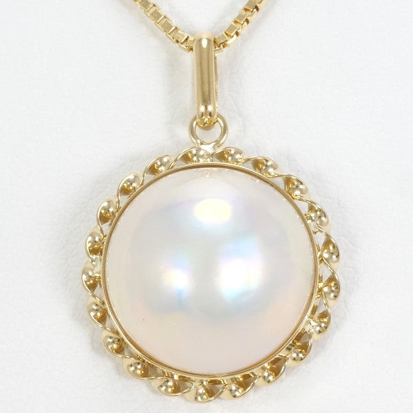 18K Yellow Gold Mabe Pearl Necklace for Women - Elegant Cultured Pearl Jewelry Gift for Birthday, Anniversary & Wedding - Perfect for Evening Parties & Special Occasions