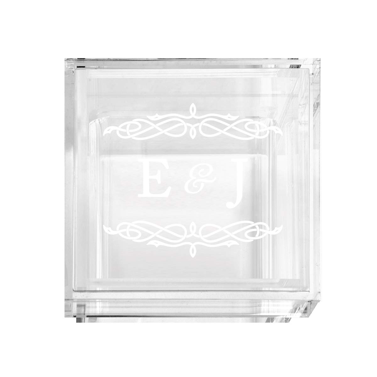 Personalized Acrylic Wedding Ring Box - Custom Monogram Design with 2 Ring Slots - Elegant Display for Wedding Proposals, Ring Bearers & Keepsake Storage - Perfect for Engagement, Ceremony & Anniversary Gifts (1-Pack)