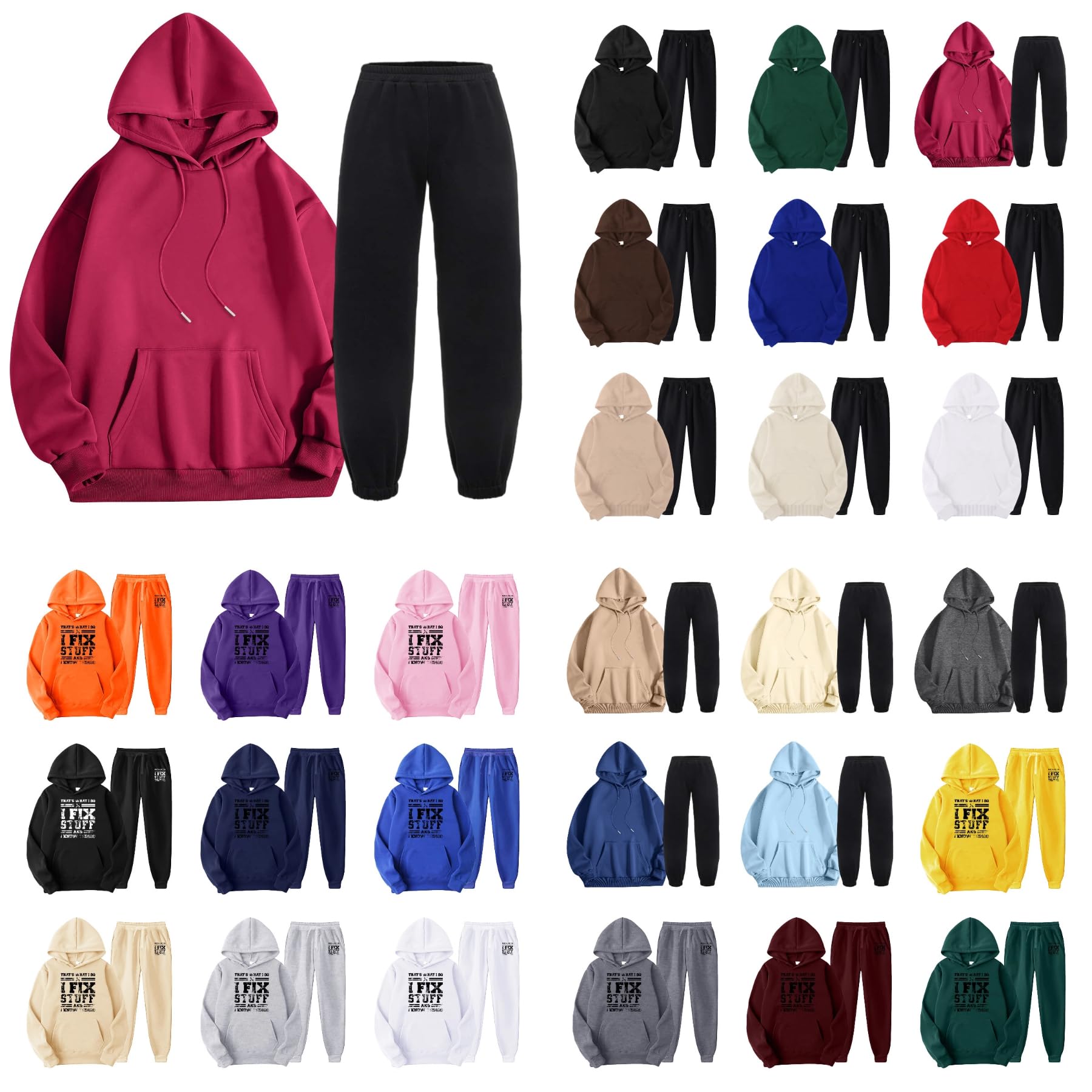 WZPIMT Women's 2-Piece Oversized Sweatsuit Set - Cozy Lounge Wear with Baggy Sweatpants & Hoodie for Fall Fashion | Perfect for Home, Gym, and Casual Outings