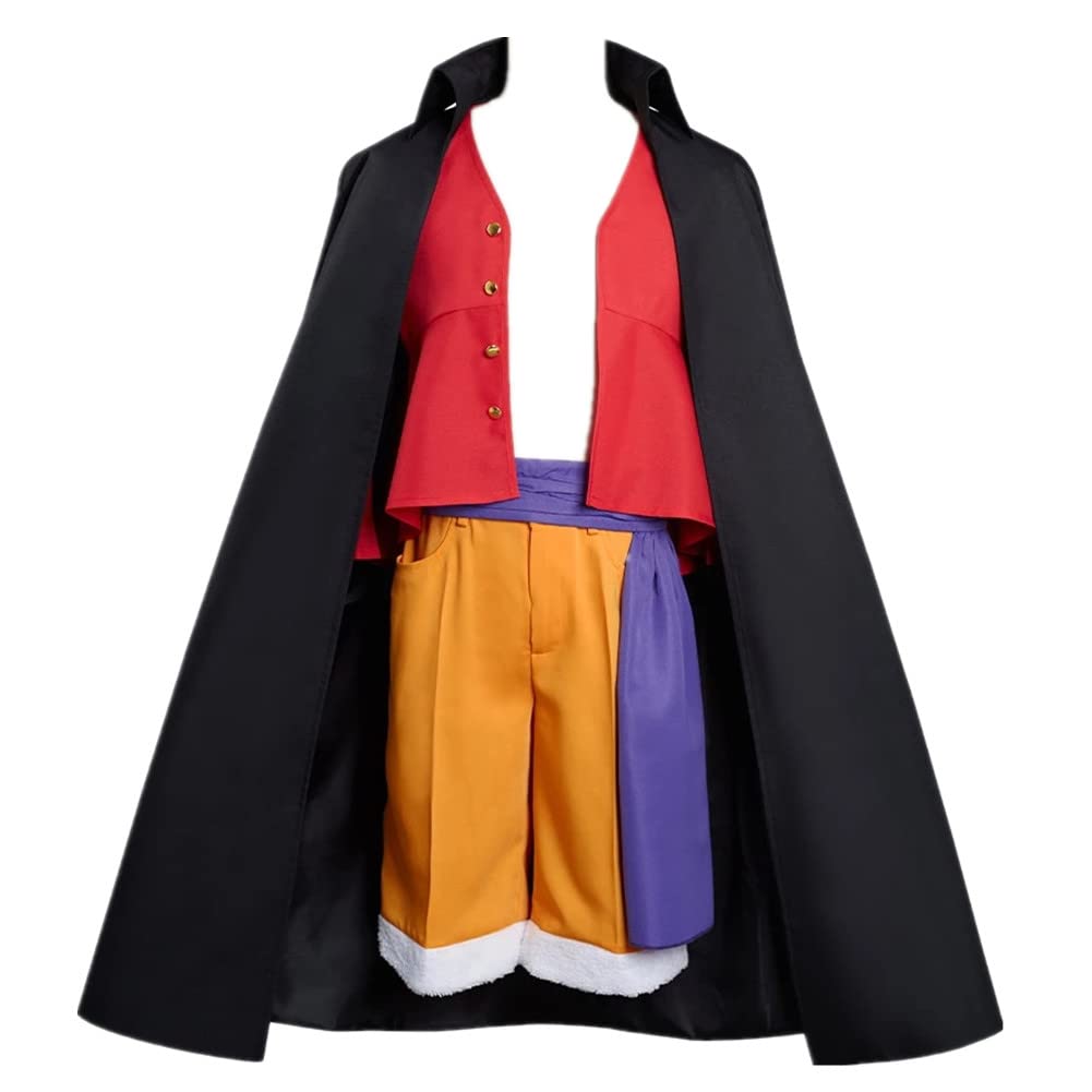 Monkey D. Luffy Cosplay Costume Outfit with Cape - One Piece Anime Halloween Party, Carnival & Convention Cosplay Suit