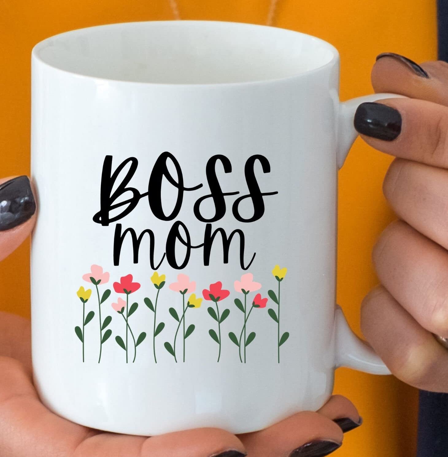Boss Mom Coffee Mug - Best Mother's Day Gift for Mom, Wife, Grandma - Funny & Inspirational Ceramic Tea Cup - Perfect for Office, Home, or Gift Giving