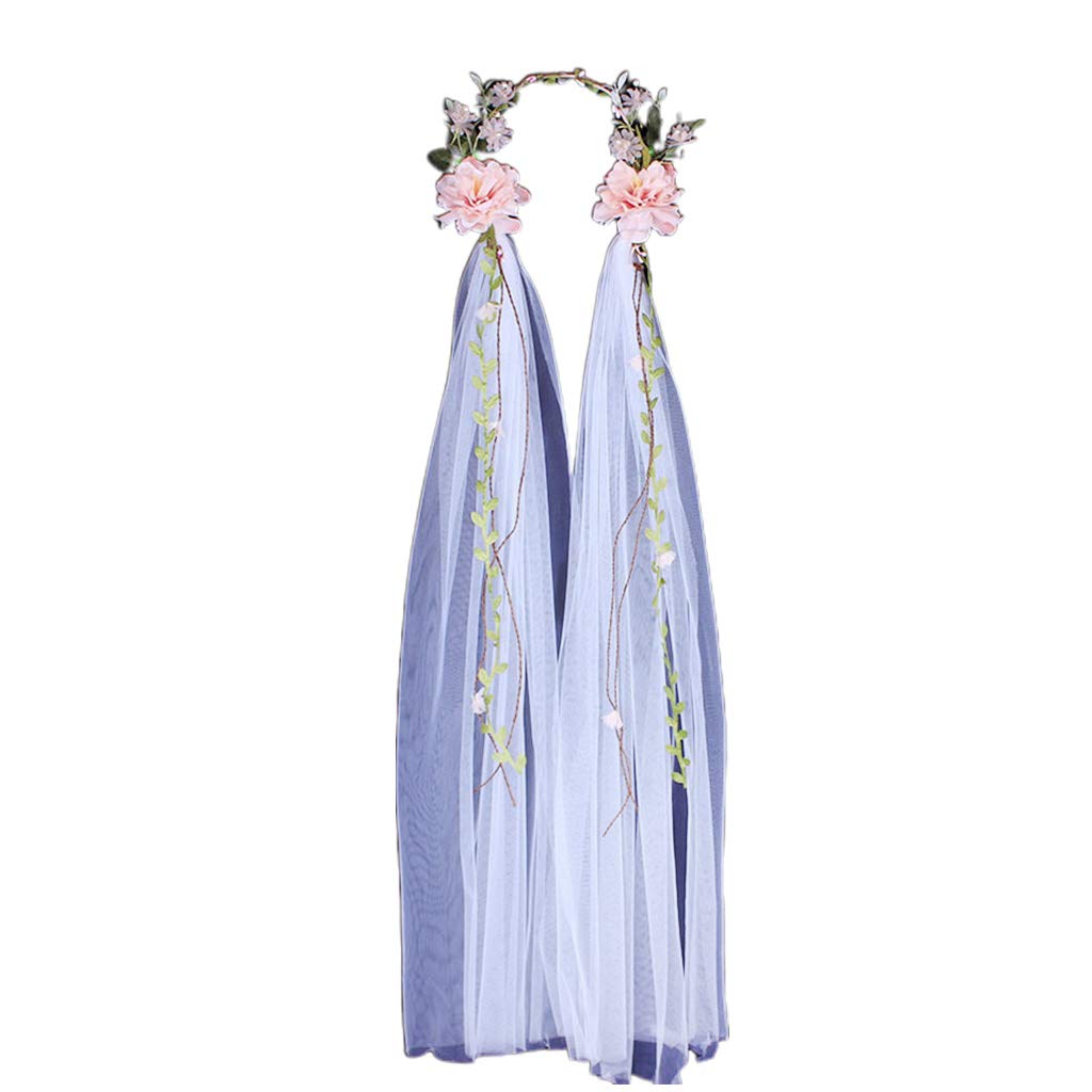 LEJIA Baroque Rose Head Veil - Hand Woven White Bridal Headdress for Women - Perfect for Weddings, Boho Bridal Shower, Vintage Photo Shoots & Renaissance Fairs