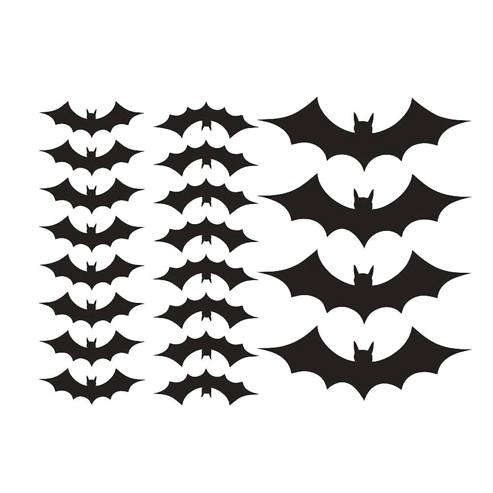 20 Pack Waterproof Removable Halloween Bat Wall Stickers - Grey990 Black Bat Decor for Home, Bedroom & Living Room - Perfect for Halloween Party Decorations & Spooky Room Makeovers
