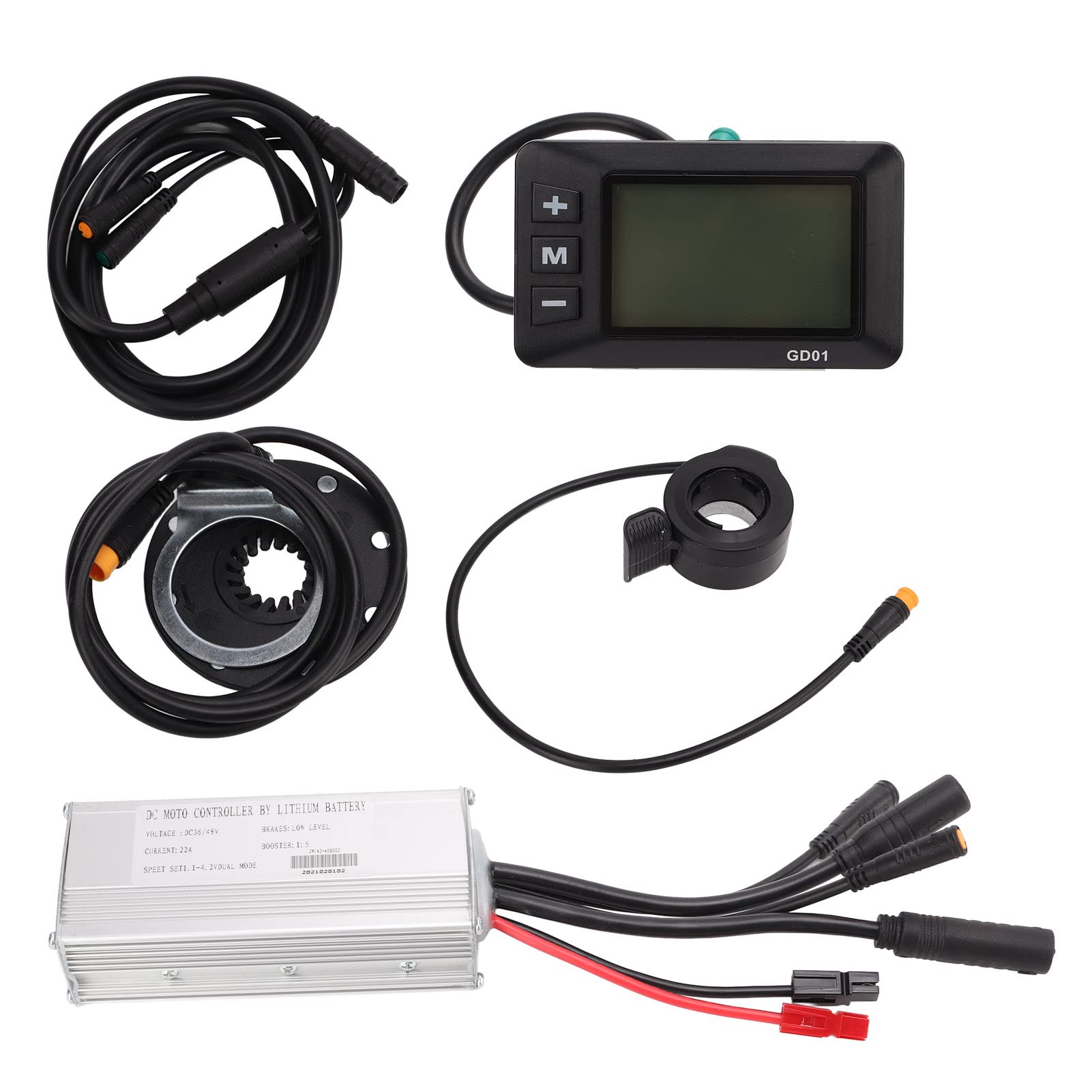 Shanrya Electric Bike Motor Controller with Heat Dissipation & GD01 Panel - High Performance E-Bike Speed Controller for Commuting, Mountain Biking & Urban Transportation