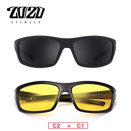 20/20 Polarized Square Sunglasses for Men - UV Protection, Anti-Glare, Lightweight & Durable - Perfect for Driving, Fishing, and Outdoor Activities