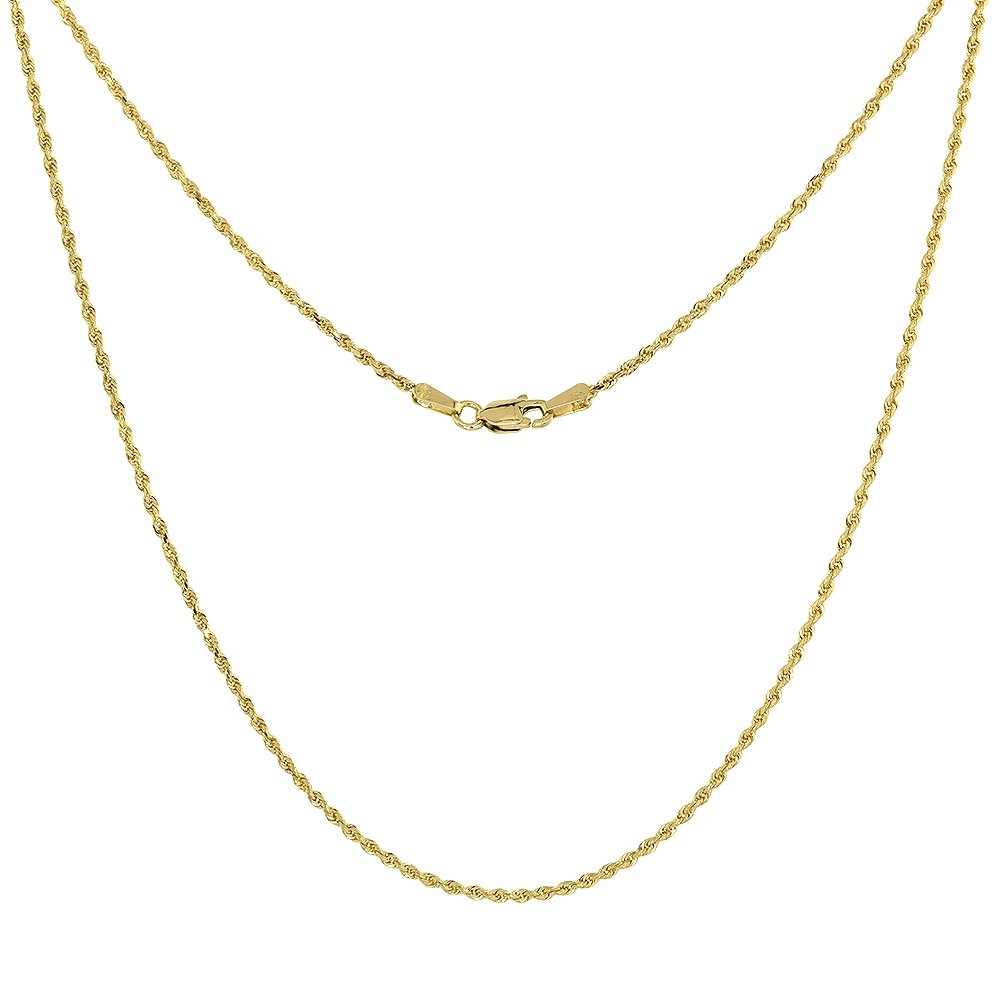 14K Solid Yellow Gold 1.5mm Diamond Cut Rope Chain Necklace & Bracelet Set for Men and Women (7-30 Inches) - Perfect for Gifts, Anniversaries, and Everyday Luxury Jewelry Wear