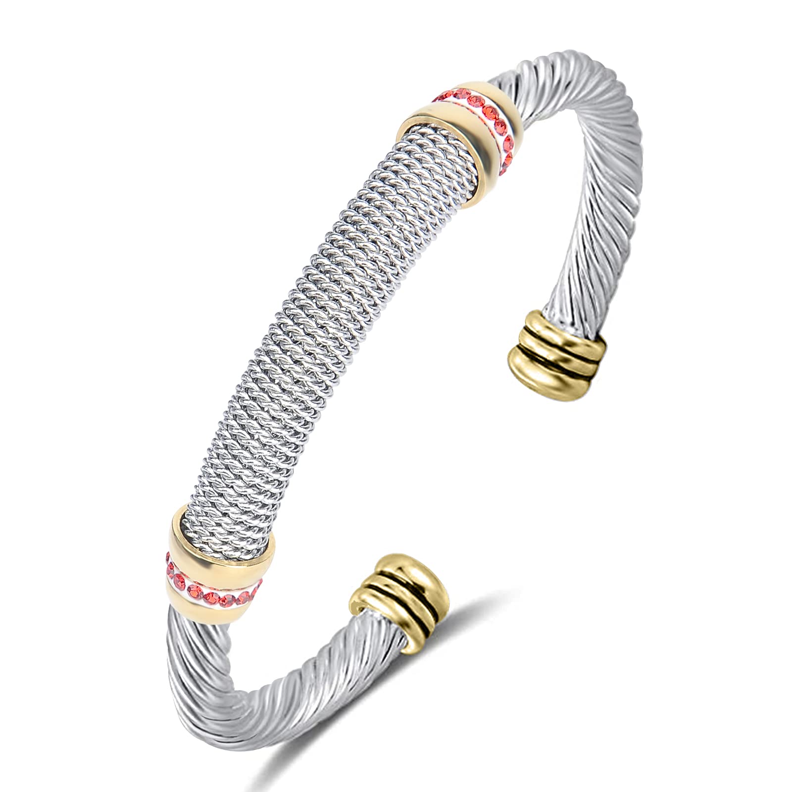 Vintage Adjustable Stainless Steel Cable Wire Twisted Bangle Bracelet for Women - Elegant Cuff Jewelry Gift with Box for Wife, Girlfriend, Anniversary & Special Occasions