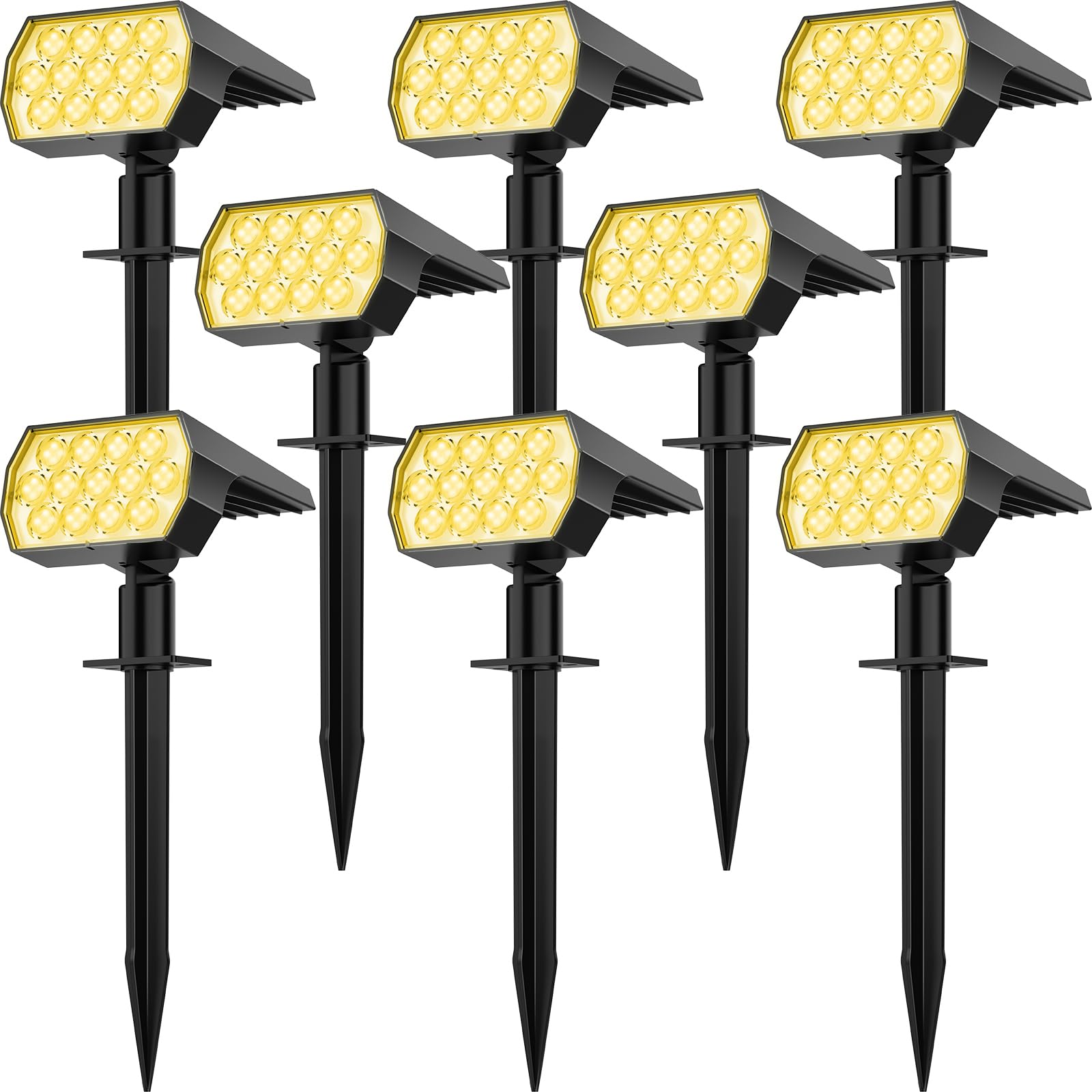 8 Pack Solar Spot Lights Outdoor - 65 LED 2-in-1 Solar Landscape Spotlights with 3 Lighting Modes, IP65 Waterproof Solar Garden Lights for Patio, Pathway, Driveway, Yard (Warm White) | Perfect for Landscape Lighting, Garden Decor & Outdoor Security