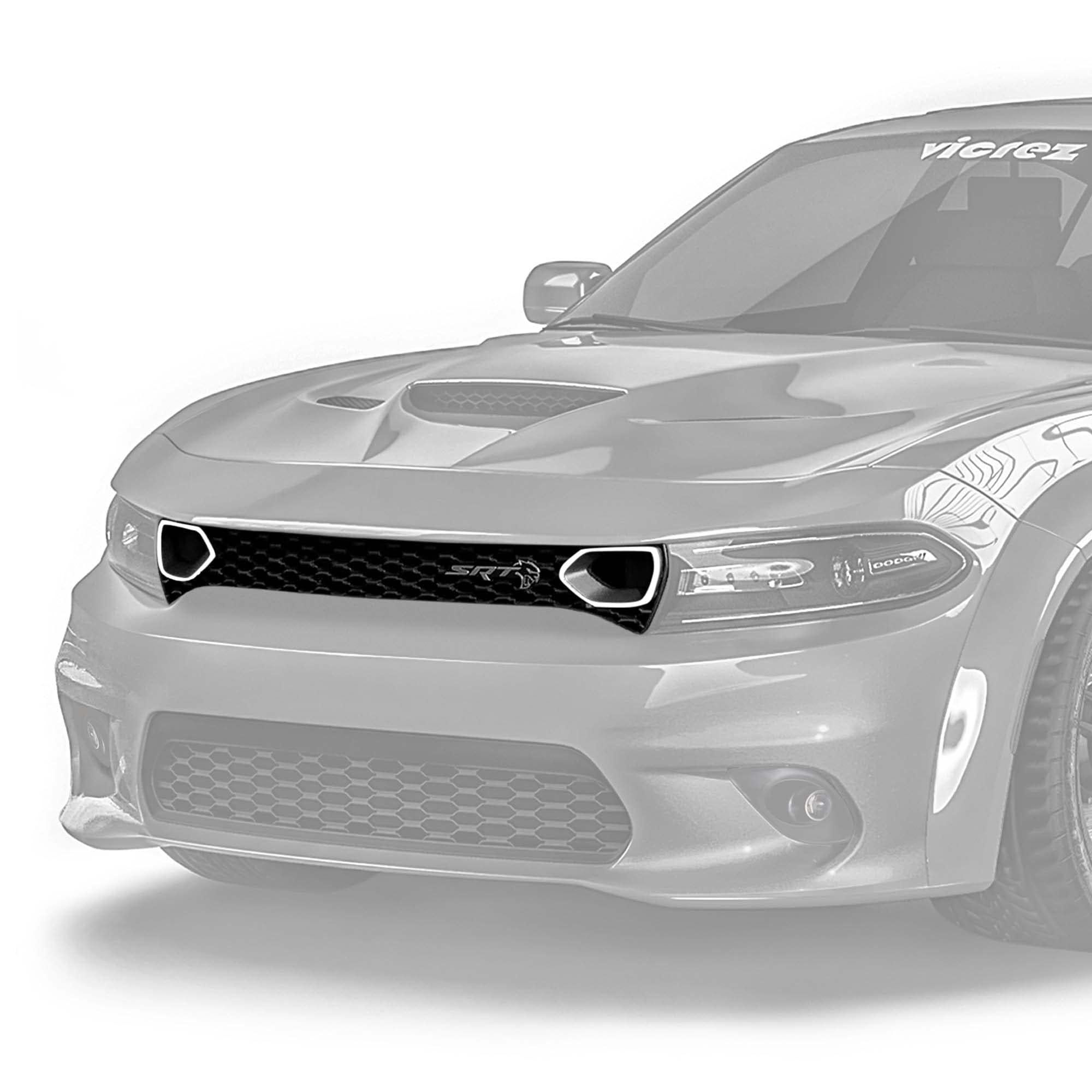 Vicrez SRT Hellcat Style Front Grille with LED Lights vz102123 | Compatible with Dodge Charger 2015-2022 | Upgrade Your Car's Aggressive Look for Street Racing & Car Shows
