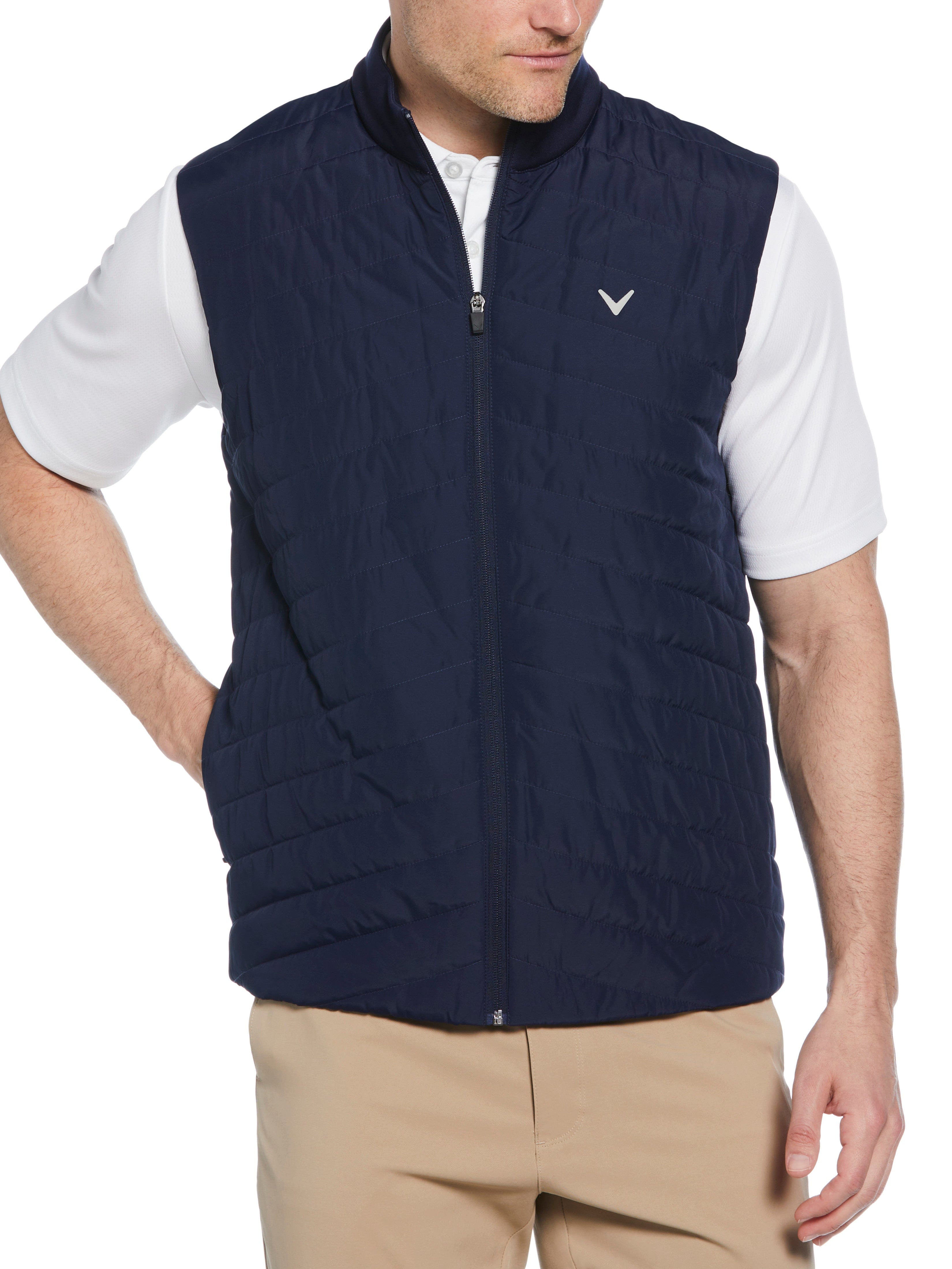 Men's Quilted Puffer Full Zip Golf Vest - Lightweight Warm Winter Jacket for Outdoor Sports, Golfing, Hiking & Casual Wear