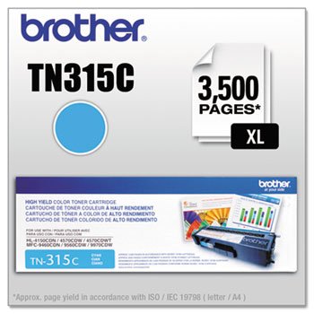 Brother TN315C Cyan Toner Cartridge - 1 Pack Retail Packaging | High-Yield Printing for Home & Office Use