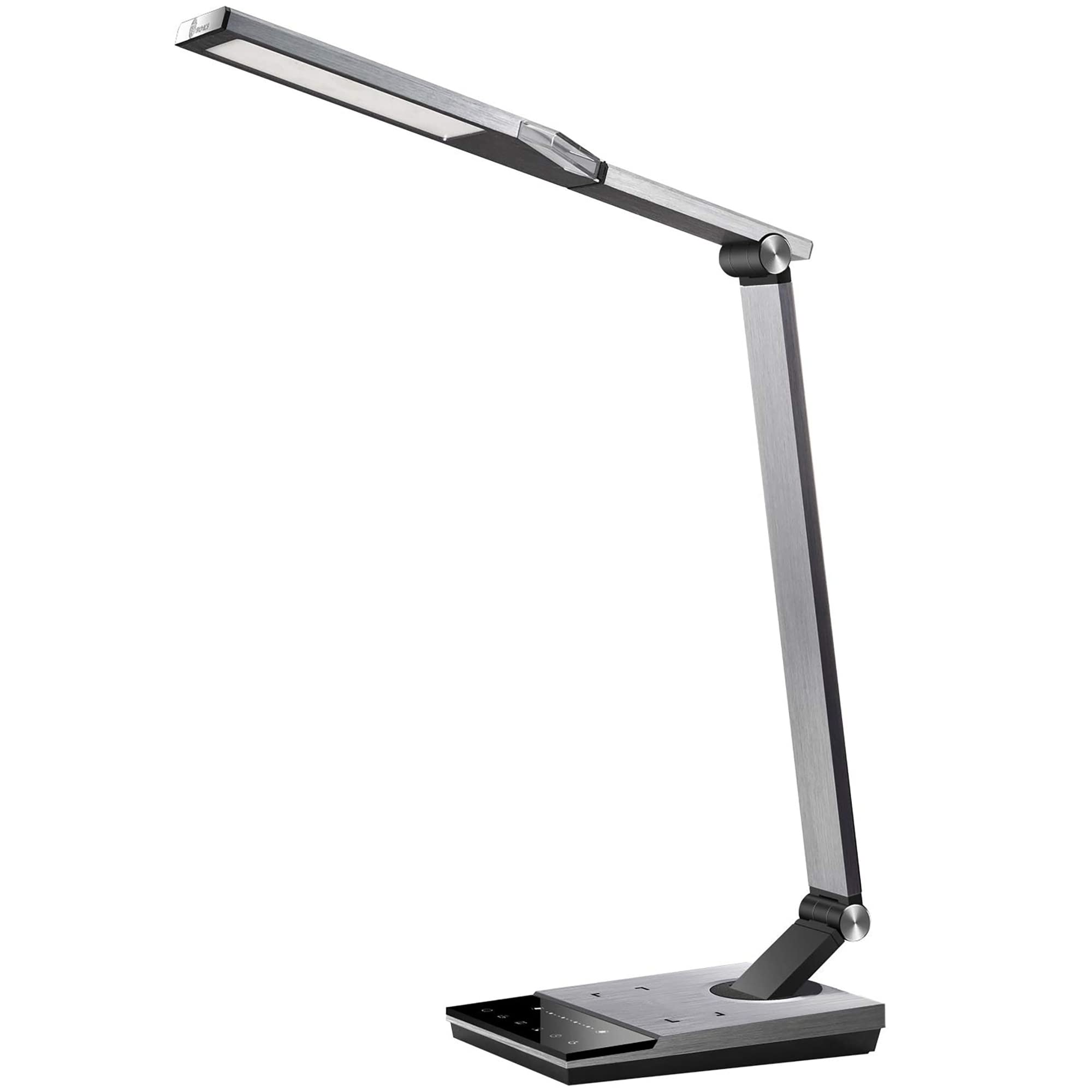 WorkPro™ LED USB Desk Lamp with Wireless Charger & Timer - 17.5 Inch Adjustable Office Light, Brushed Metal Gray - Perfect for Home Office, Study, Reading & Nightstand Use