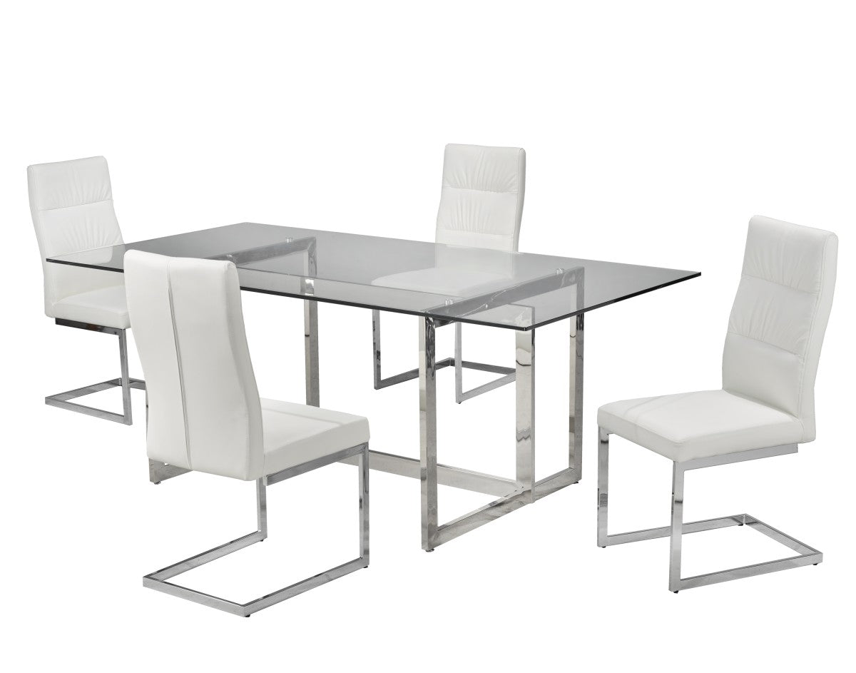 5-Piece White Dining Set - Modern Kitchen & Dining Room Table Chairs for Small Spaces, Home & Apartment