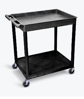 Luxor 2-Shelf Large Black Utility Cart with Wheels - Perfect for Kitchen, Bathroom, Office Organization & Storage