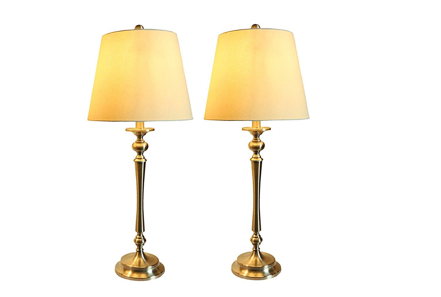 Set of 2 Modern Constance Table Lamps in Brushed Nickel Finish - Bedside, Living Room, or Office Lighting Decor