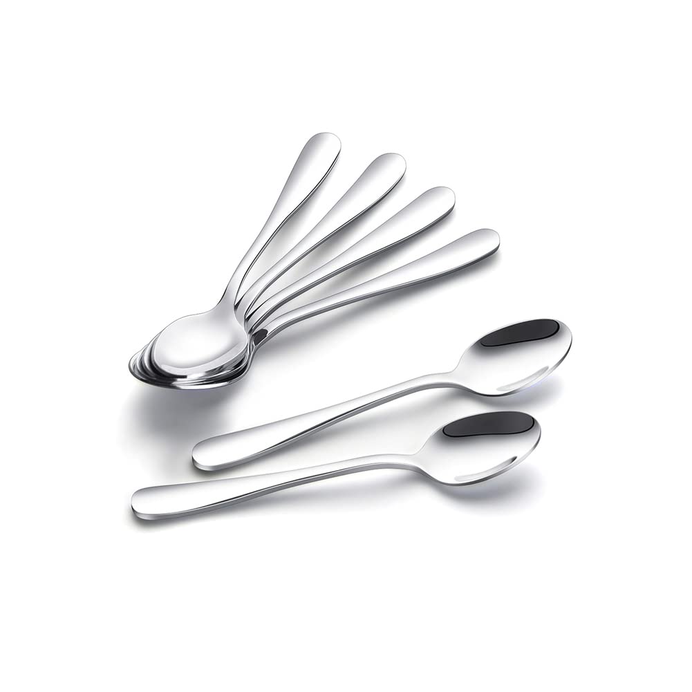 IQCWOOD 6-Piece Stainless Steel Mini Espresso Spoons Set - 4.7 Inch Dishwasher Safe Coffee Stirring Spoons for Home, Kitchen & Restaurant Use - Perfect for Coffee, Tea, Desserts & Cocktail Mixing