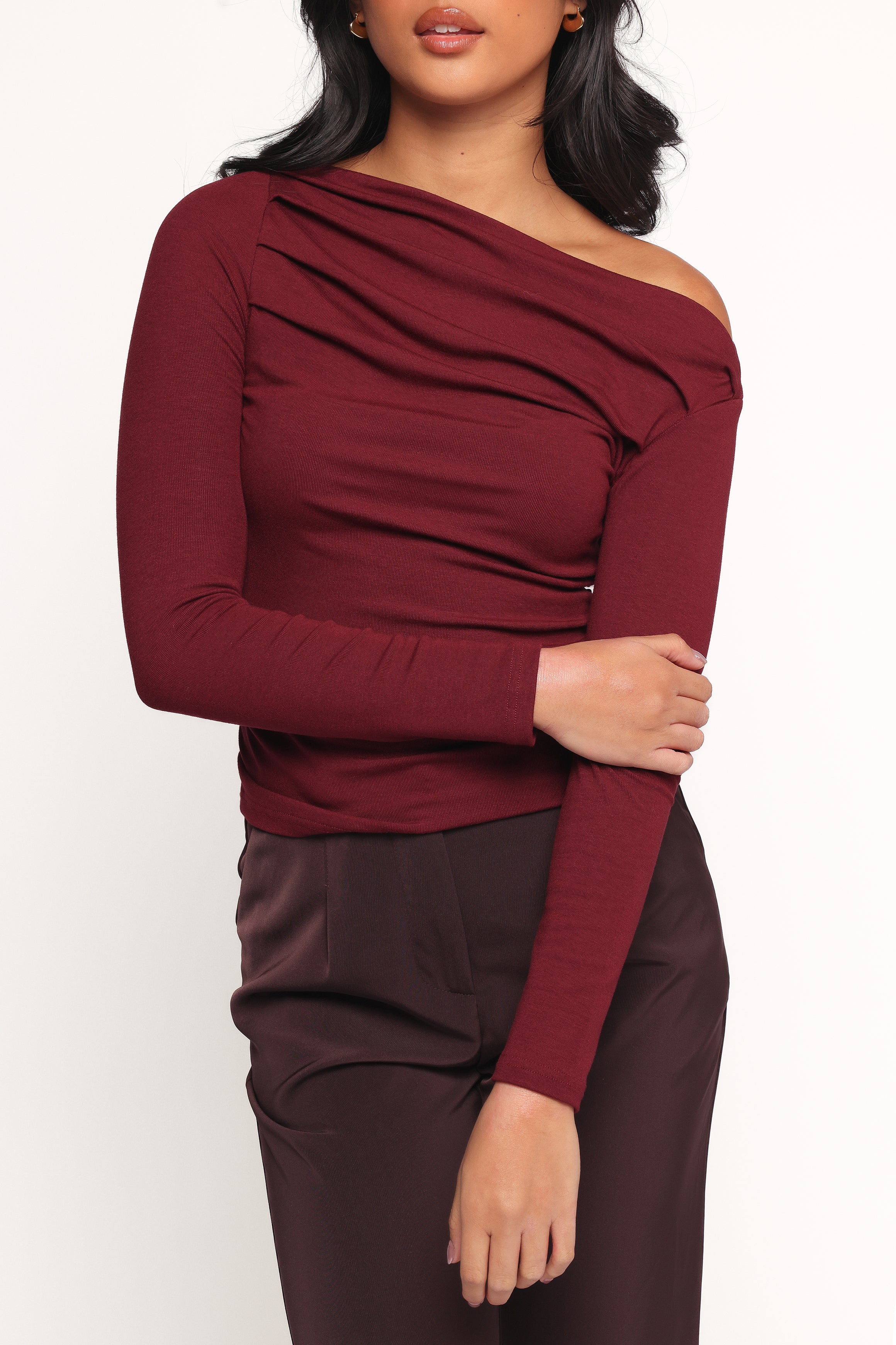 Cherry Chocolate Knit Top for Women - Soft & Comfortable Casual Wear - Perfect for Everyday Outfits, Office, and Date Nights