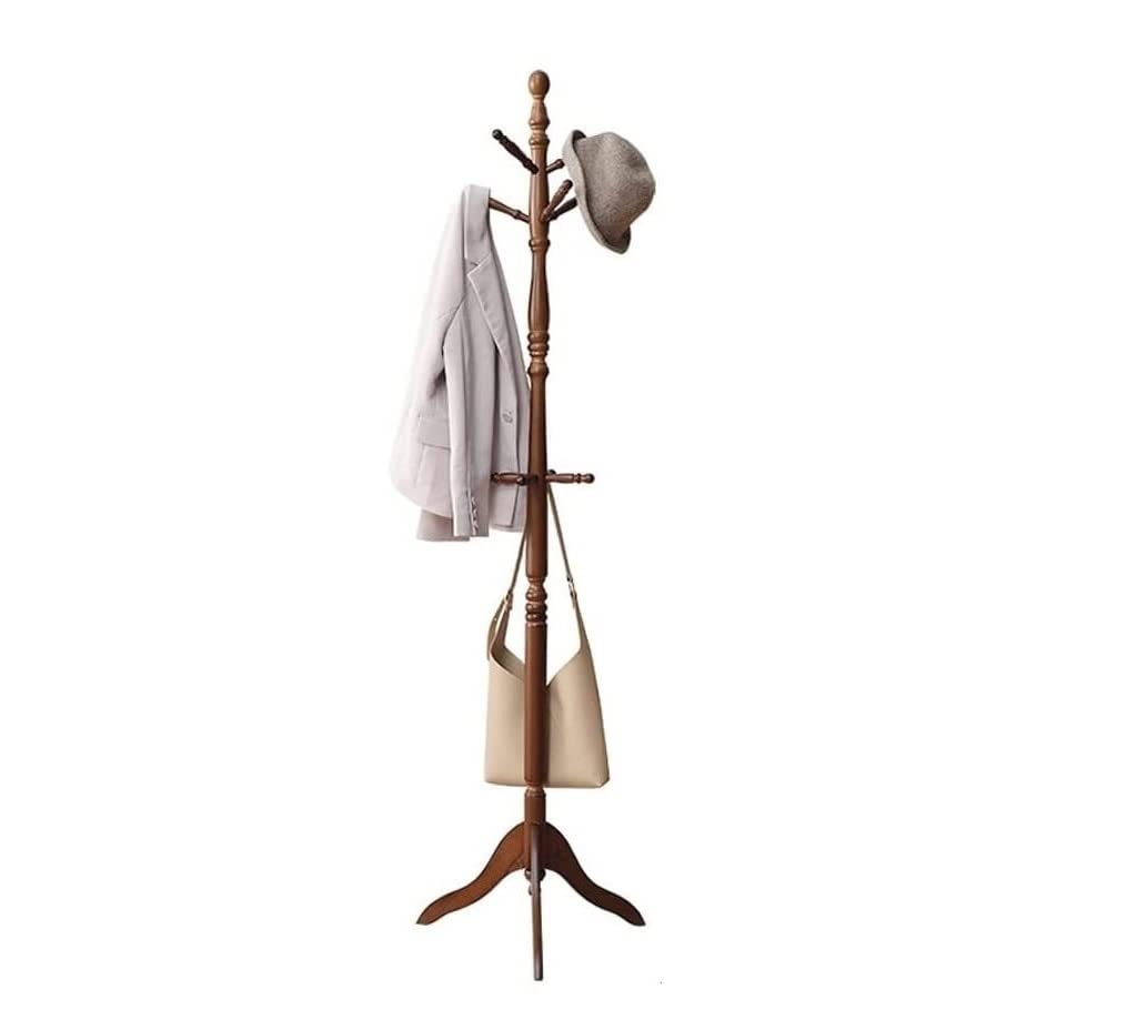 9-Hook Rotatable Coat Rack Hall Tree Stand with Tripod Base - Entryway Organizer for Coats, Hats, Keys & Umbrellas (Walnut Finish) | Perfect for Mudrooms, Entryways & Small Spaces