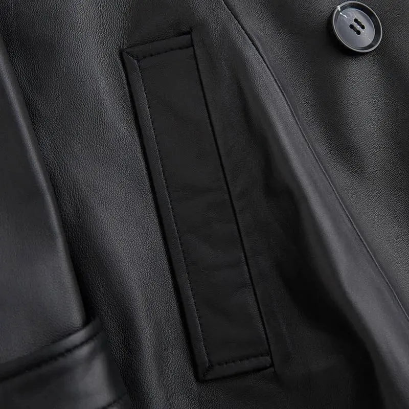 Angel Women's Genuine Leather Trench Coat - Stylish Long Jacket for Fall & Winter Fashion, Office Wear & Night Out