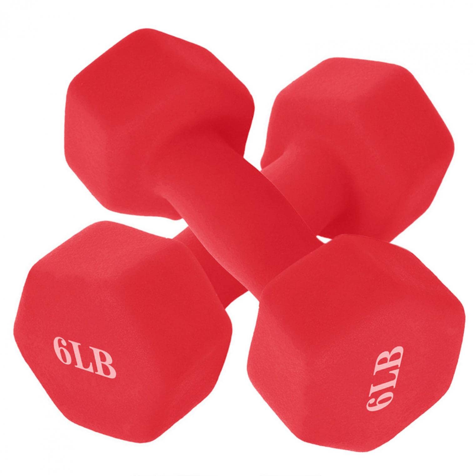 PUTEARDAT 6 lbs Neoprene Dumbbells Pair - Home Gym Strength Training Equipment for Women & Men - Red - Perfect for Home Workouts, Yoga, and Fitness Training