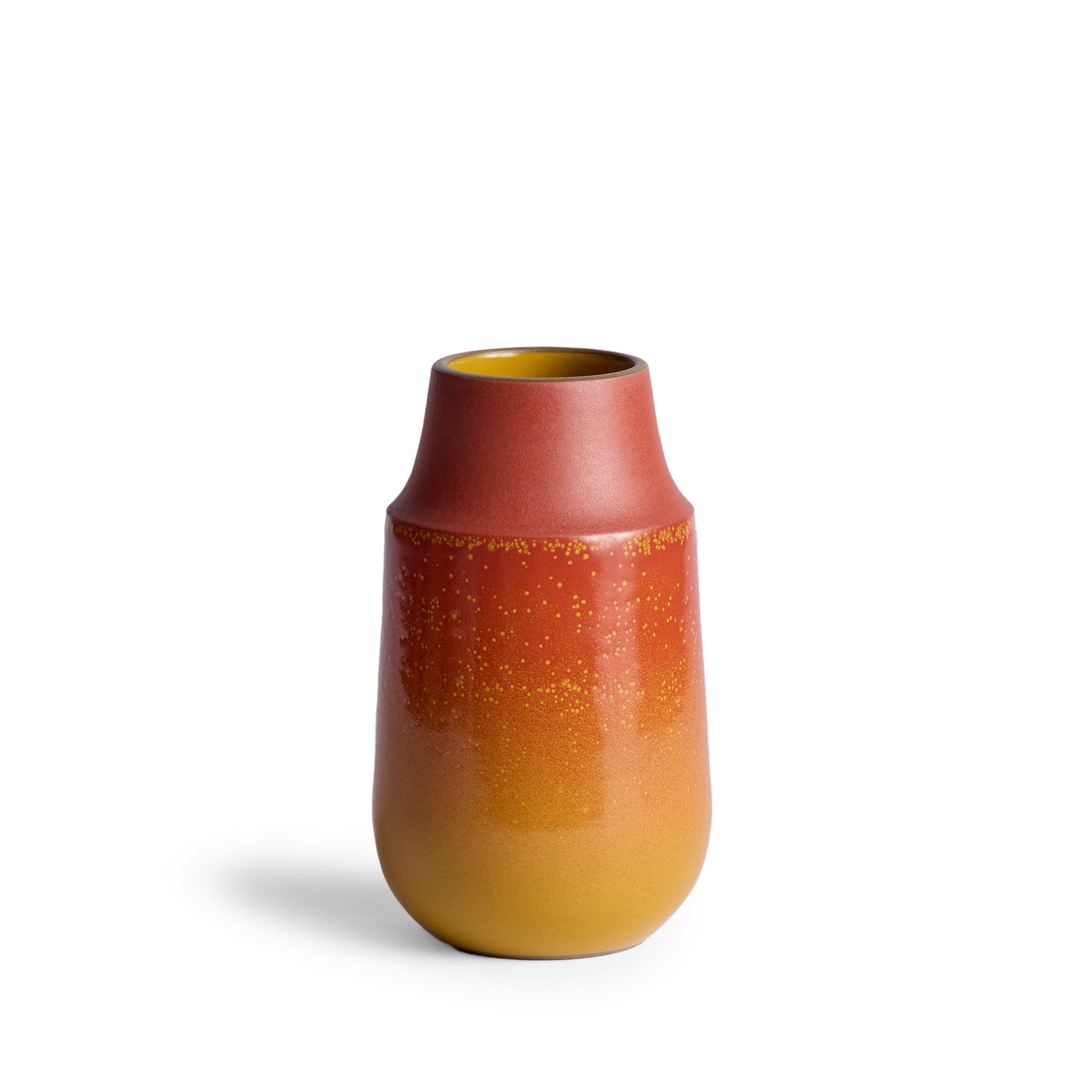Zinnia and Sunflower Glossy Ceramic Neck Vase - Elegant Floral Home Decor for Dining Table, Wedding Centerpiece, or Gift Idea