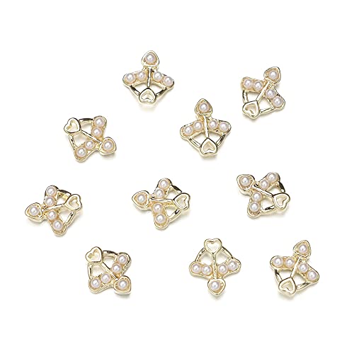 19pcs Alloy Rhinestone Nail Art Charms with Pearl & Glass Inlays - Nail Jewelry Decorations for DIY Manicure, Wedding Nails & Party Nail Designs