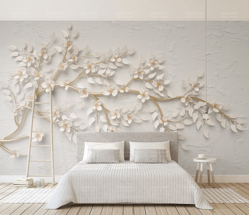 3D Tree Branches Wallpaper Murals - Realistic Forest Nature Peel and Stick Wall Decals for Living Room, Bedroom, Office Decor
