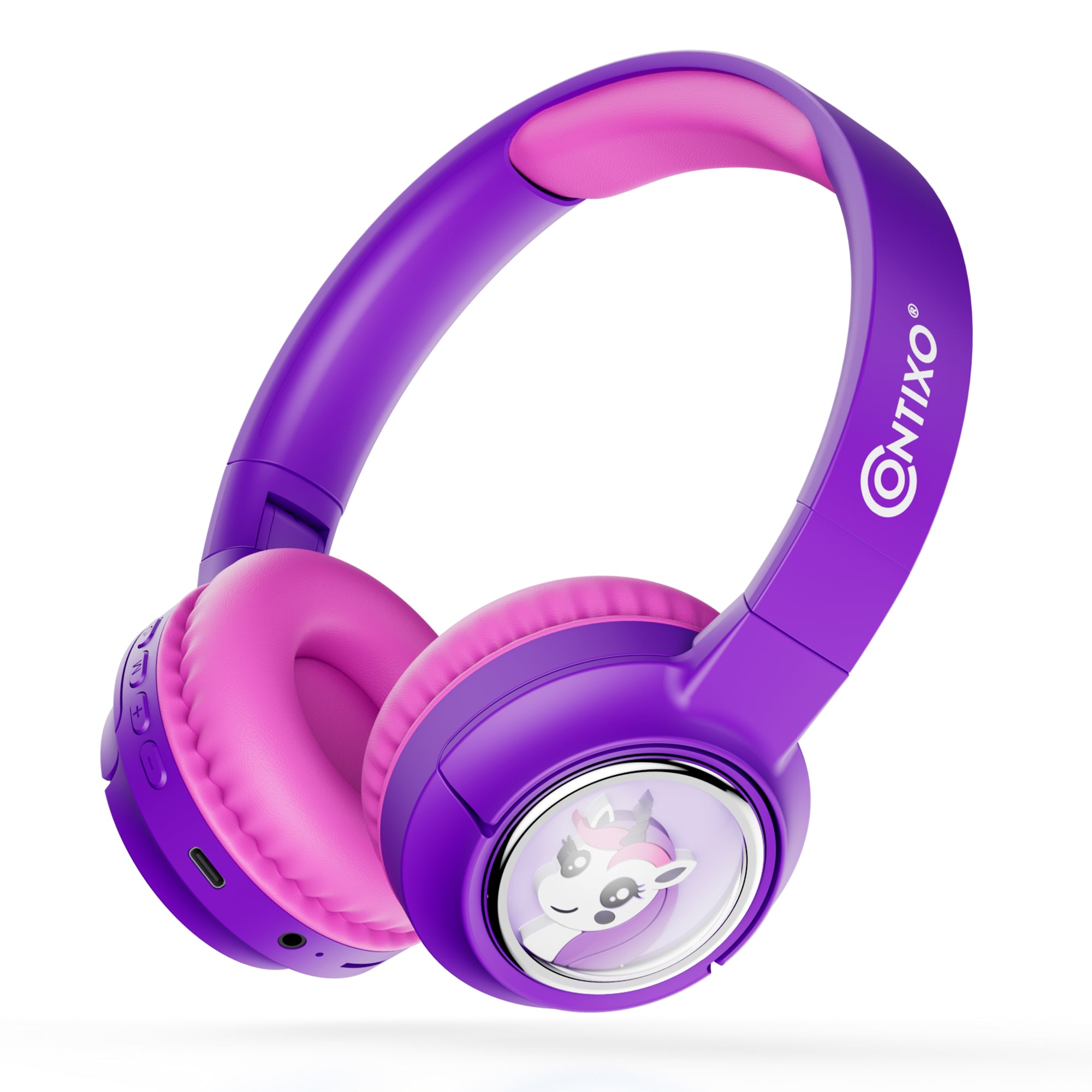 Contixo KB6 Kids Wireless Bluetooth Headphones with Fun LED Lights & Safe Volume Control - Purple Headset for School, Travel & Gaming | Comfortable & Durable for Children Ages 3-12