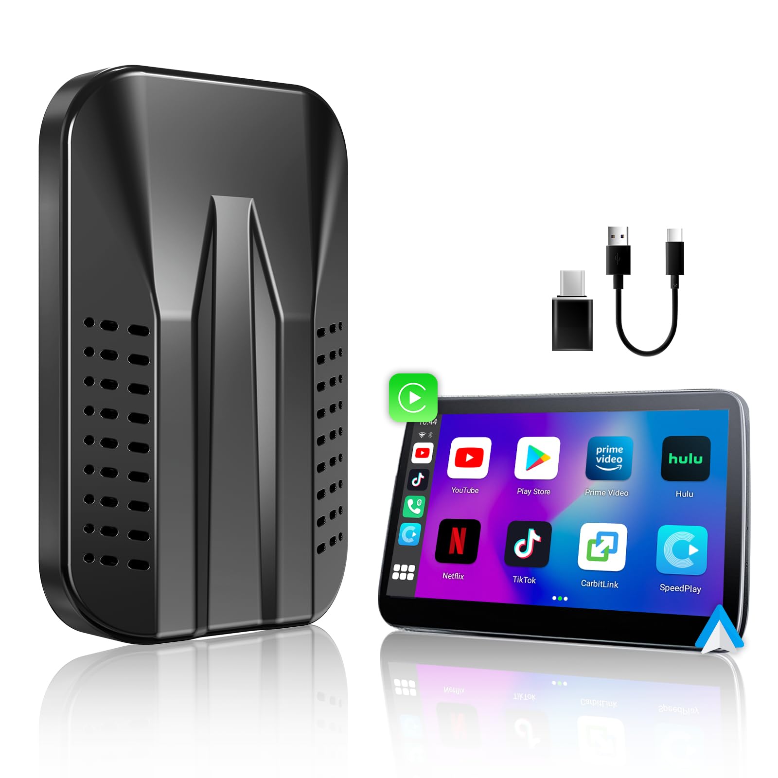 LERANDA Wireless CarPlay Adapter & Android Auto - 5GHz WiFi, Plug & Play, Supports Netflix/YouTube/Google Play, TF Card - Upgrade Your OEM Wired CarPlay System for Seamless Entertainment on the Road