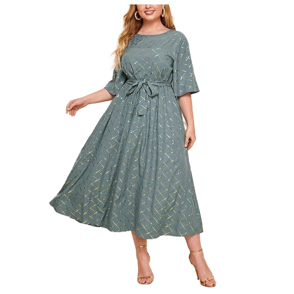 NP Women's Casual Print Dress with Half Sleeve and Knee Length - Perfect for Party, Office & Everyday Wear