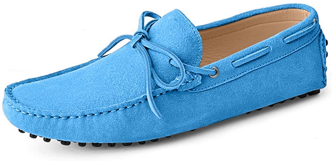Men's Comfortable Suede Lace-up Driving Shoes - Penny Loafers & Boat Slip-ons for Walking, Dancing & Casual Wear (Sky Blue, UK Size 6) - Perfect for Parties, Weddings & Everyday Comfort
