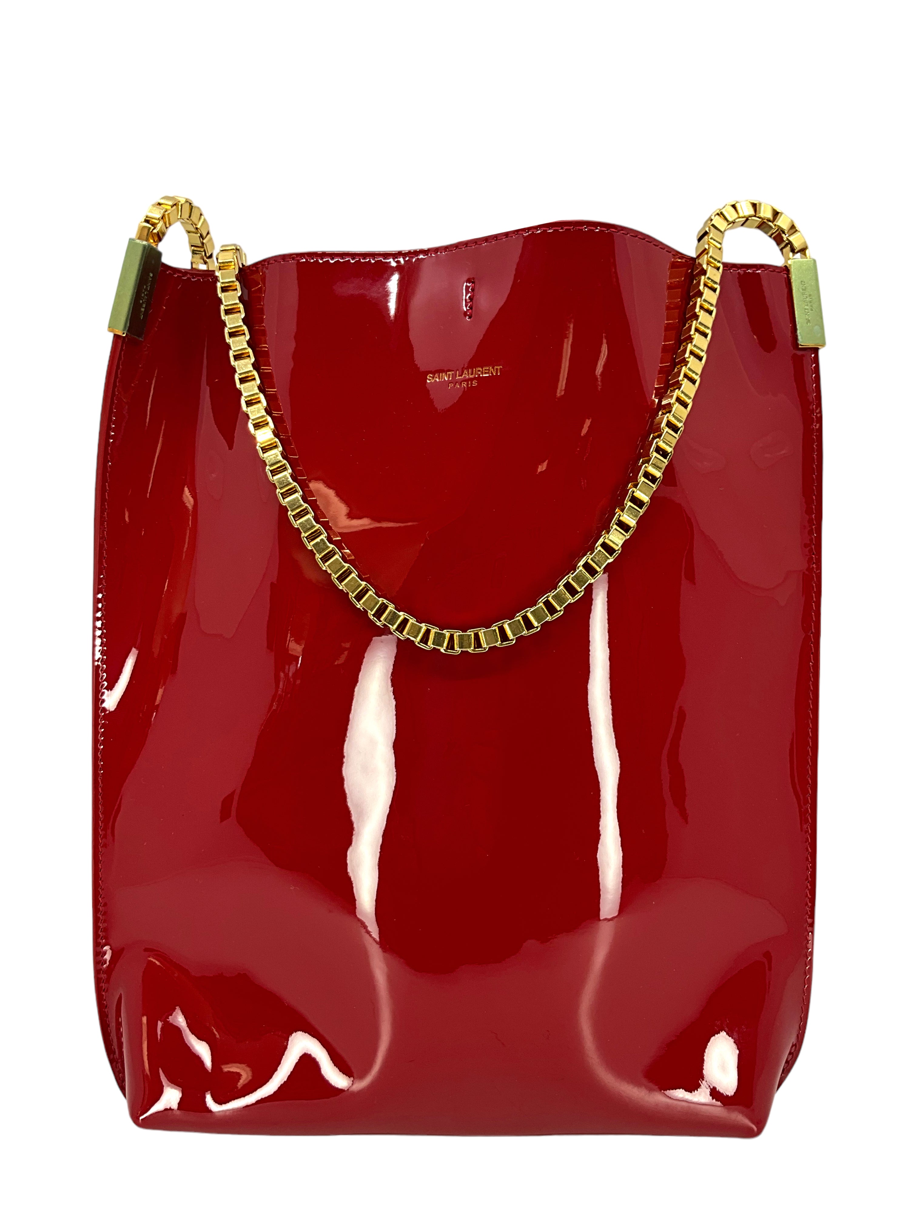 Saint Laurent Suzanne Small Patent Leather Chain Hobo Bag - Luxury Designer Handbag for Women | Perfect for Evening Parties, Date Nights & Special Occasions