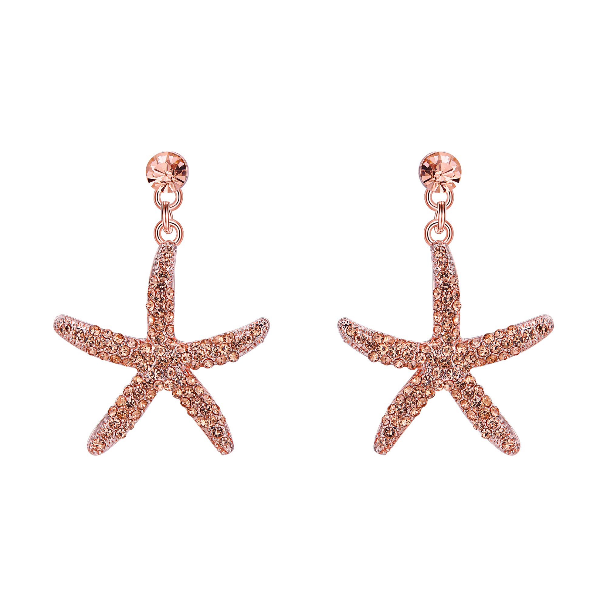 EVER FAITH Women's Austrian Crystal Vivid Starfish Dangle Earrings for Prom Party, Wedding, Beach Vacation & Special Occasions
